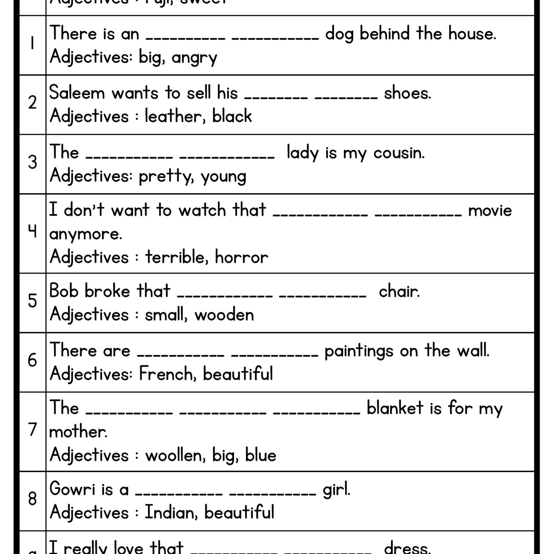 LET’S LEARN ABOUT ADJECTIVES BOOKLET – Teacherfiera.com